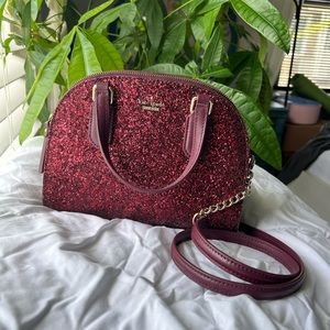Kate Spade Laurel Way Glitter Mini Reiley Crossbody Purse Deep Plum